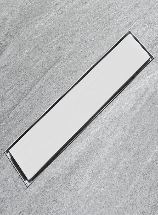 RFV1 Vertical 12" x 4" Floor Drainer | 304 Stainless Steel Vertical Tile Insert Shower Water Drain Channel 12 inch Long/Waste Water Floor Drain | with Stainless Steel Trap and Side Hole | Pack of 1 - Image 1